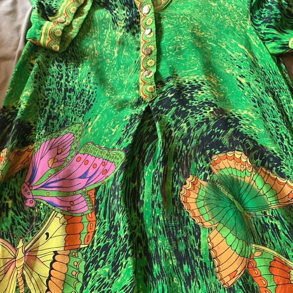 Queen Mulock 💯 Silk butterfly t shirt mini dress - Picture 14 of 17